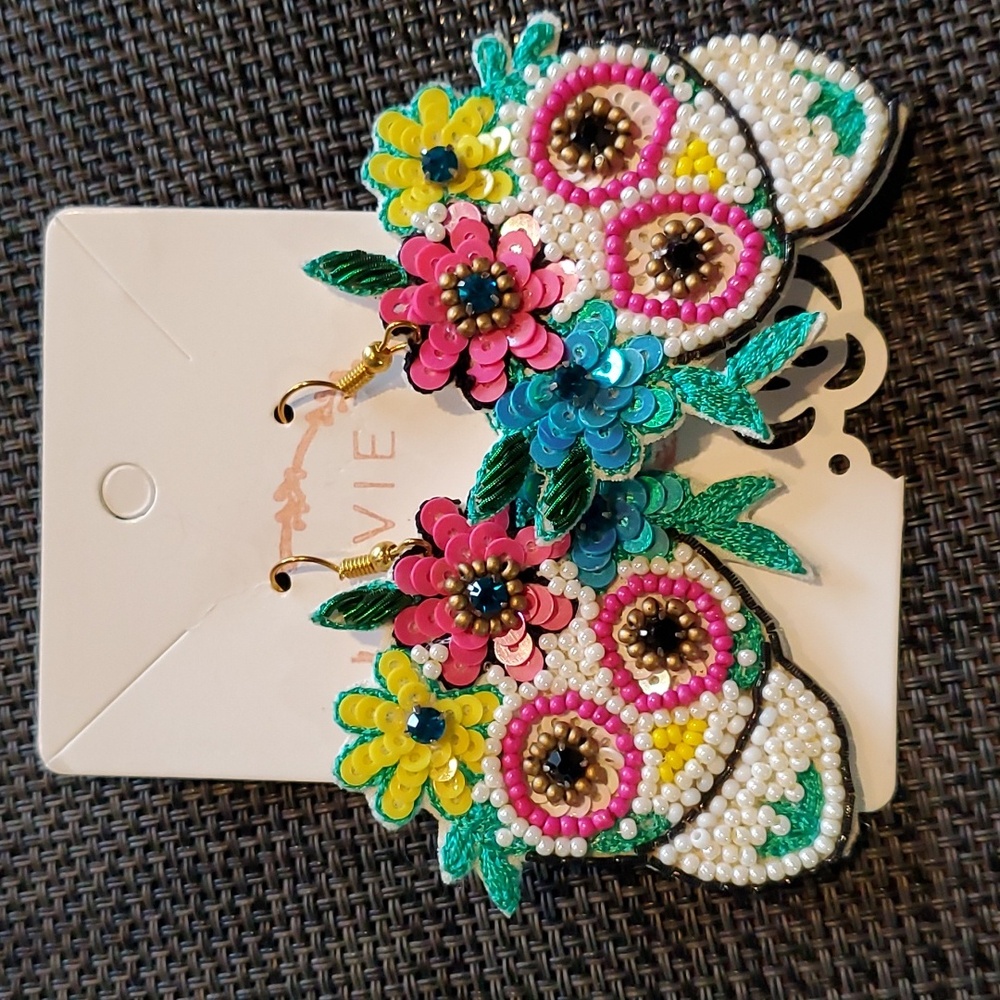 Day of the dead beaded earrings